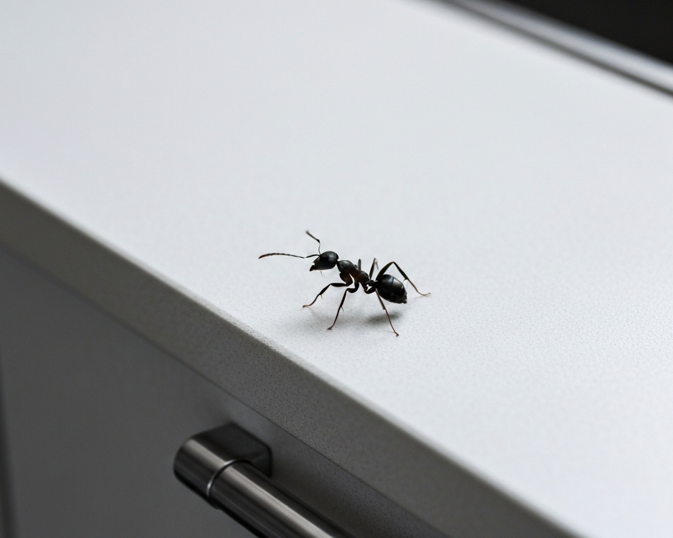 Expert ant control strategies: a determined ant marching on a clean kitchen counter.